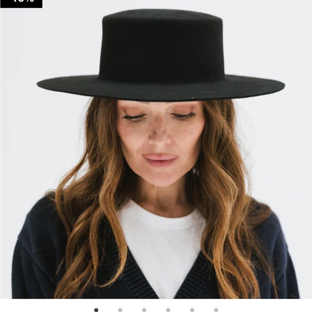 Gigipip Dahlia Boater hat, black, sz 55 XS